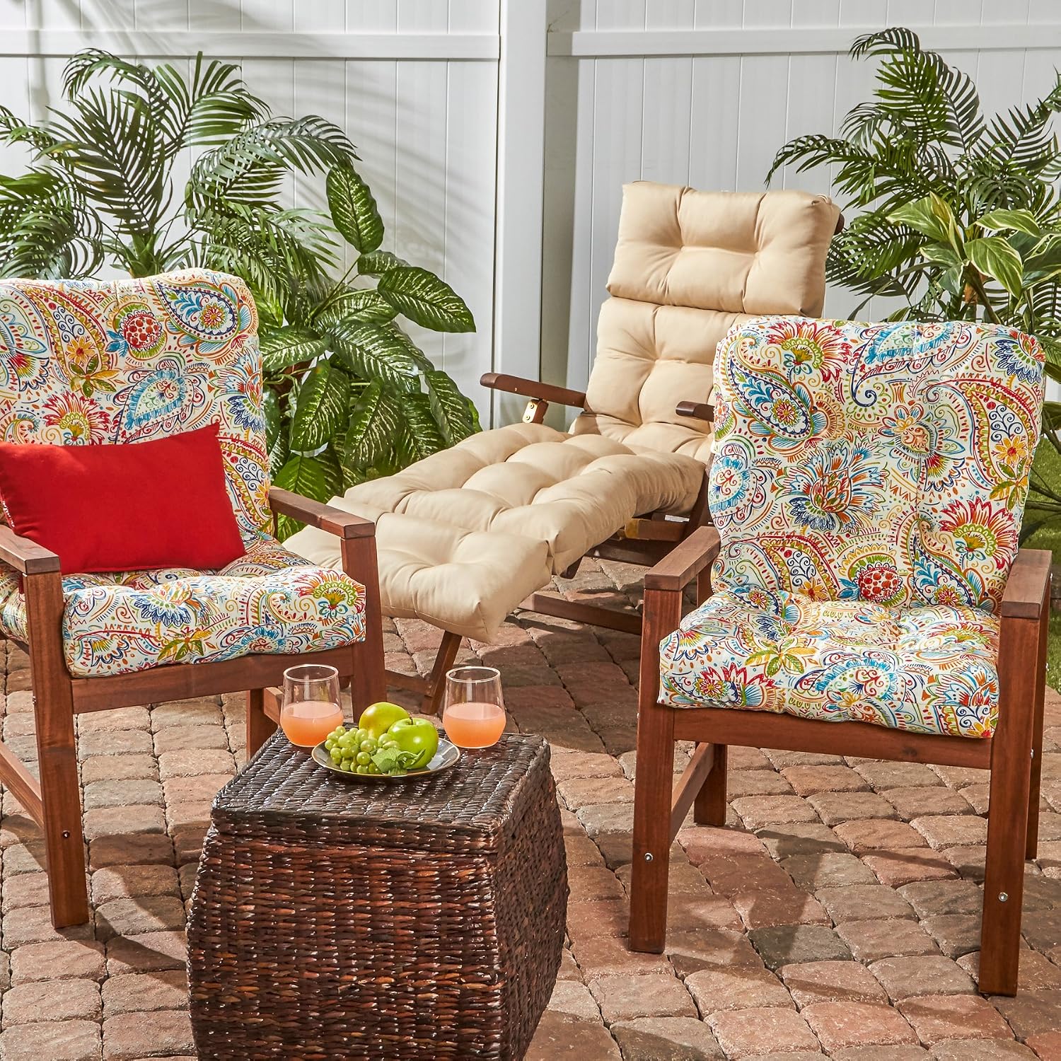 Greendale Home Fashions Outdoor 42x21-inch Seat/Back Chair Cushion (Set of 2), Jubilee