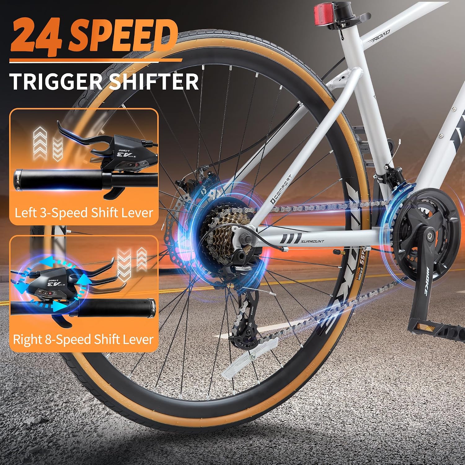 DEYGIA Hybrid Bike, 24-Speed 700C Wheel Hybrid Bicycle with Dual Disc Brakes, Trigger Shifting, Internal Wiring Frame, Lightweight City Commuter Bicycle for Men Women Adult, Multiple Colors