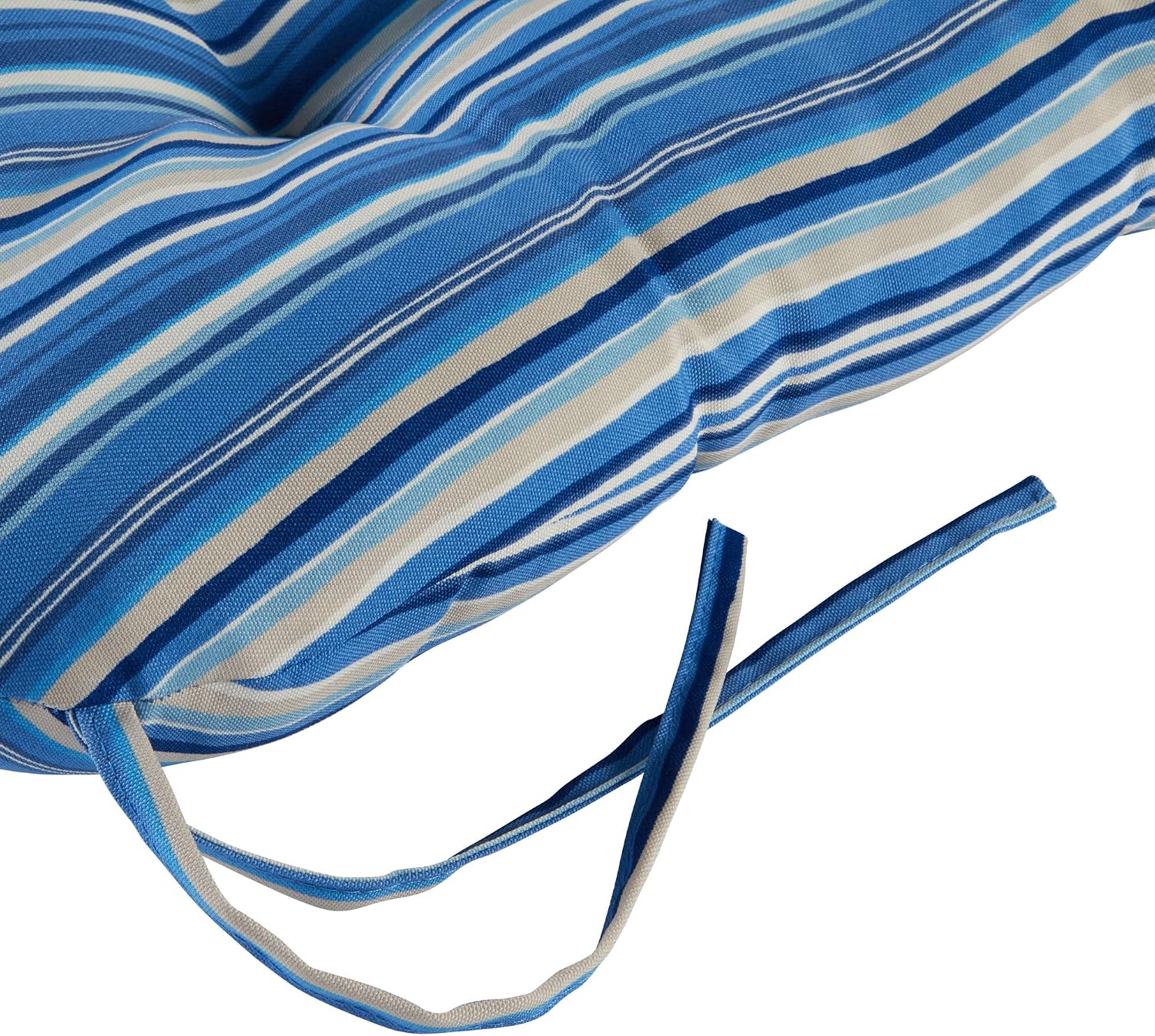 Greendale Home Fashions Outdoor 42x21-inch Seat/Back Chair Cushion (Set of 2), Steel Blue Stripe