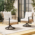 LAUSAINT HOME 2 Pieces Outdoor Swivel Rocker Patio Chairs, Wicker Patio Bistro Set with 2 Rocking Chairs, Patio Furniture Set with Thickened Cushions for Porch, Backyard (Beige)