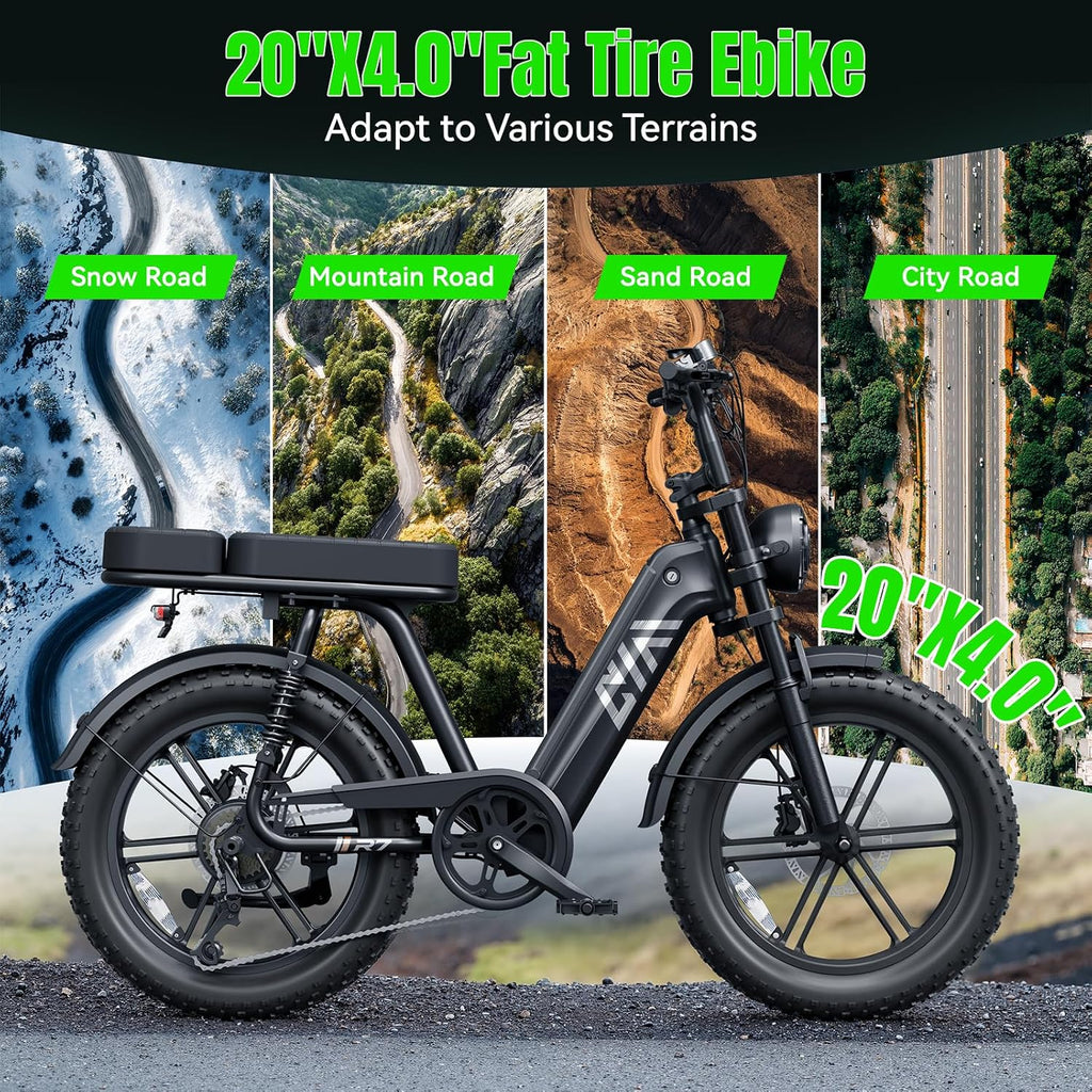 TST Electric Bike for Adults 1500W Peak 20' Fat Tire All-Terrain E-Bike 60 Miles Electric Dirt Bike for Road Sand Mountain Snow - 48V 15AH Battery Powered Electric Motorcycle for Adventure