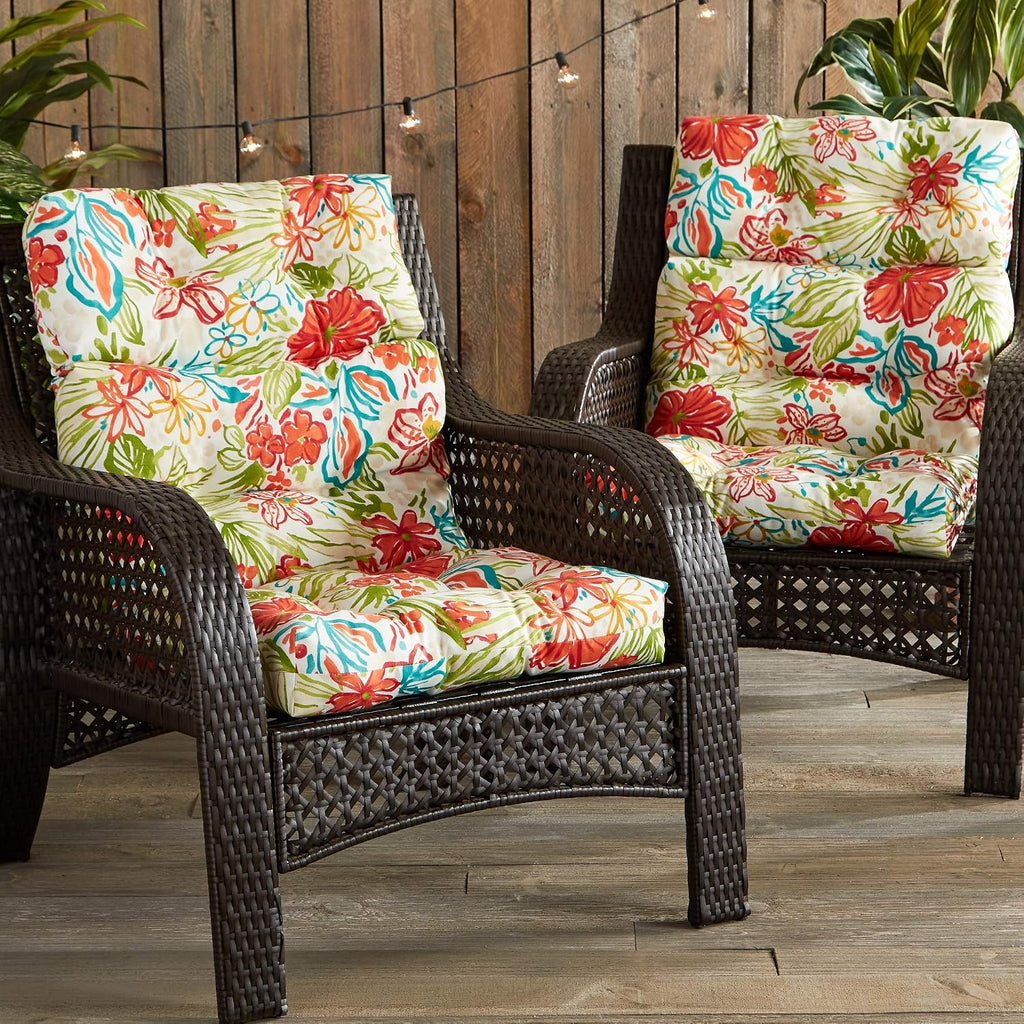 Greendale Home Fashions Outdoor 44x22-inch High Back Chair Cushions (Set of 2), Garden Floral