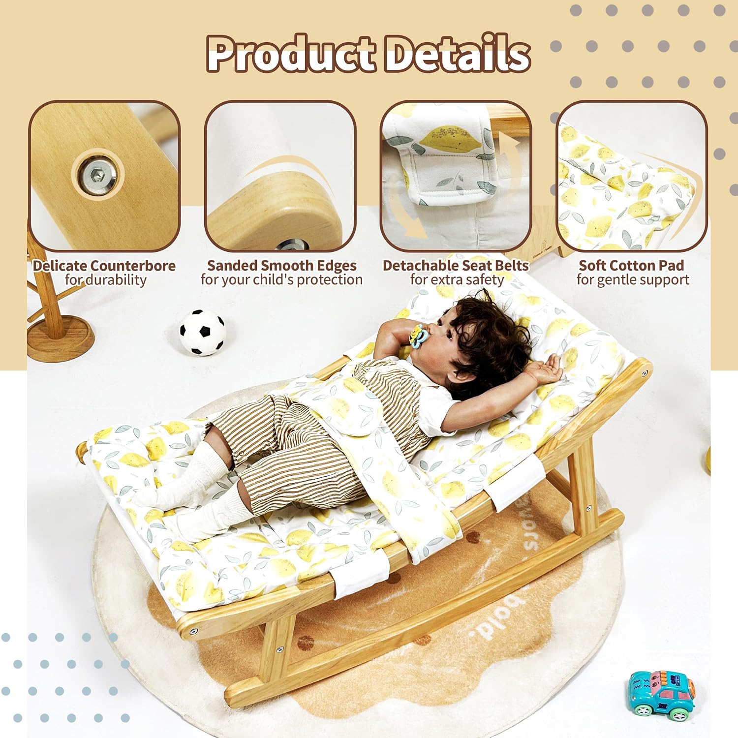 Damoch Family® MULTI Baby Lounger, Toddler Recliner & Kid Rocker - Childhood Easy Relax Helper | Baby Swing Chair, Toddler Relaxing Chair, Kid Rocking Chair - Soothing & Relaxing | 100lbs Weight Limit