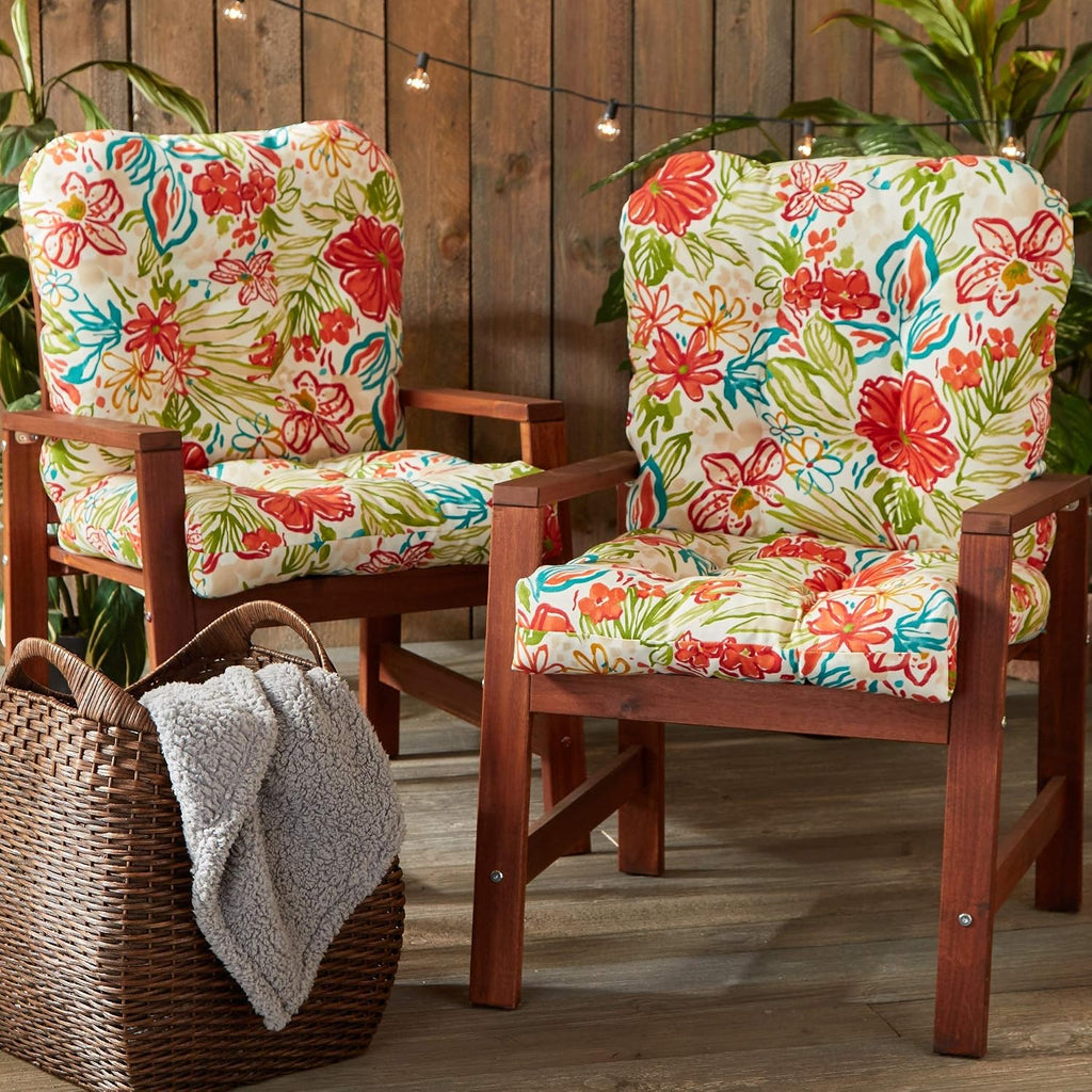 Greendale Home Fashions Outdoor 42x21-inch Seat/Back Chair Cushion (Set of 2), Garden Floral