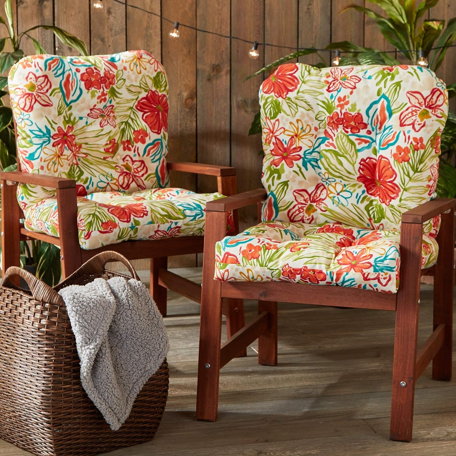 Greendale Home Fashions Outdoor 42x21-inch Seat/Back Chair Cushion (Set of 2), Garden Floral