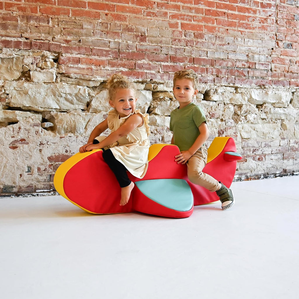 Children's Factory Rocket the Double Airplane, Red and Yellow Foam Kids Stool, Toddler Soft Seating Chair for Daycare, Preschool and Home, Lightweight and Easy to Clean, Little Explorers Collection