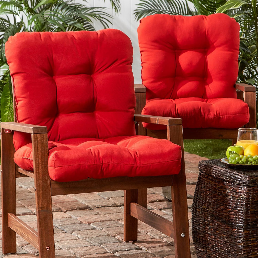 Greendale Home Fashions Outdoor 42x21-inch Seat/Back Chair Cushion (Set of 2), Fire