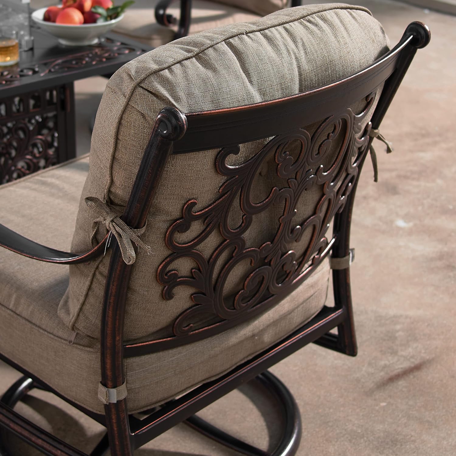 Oakland Living Aluminum Outdoor Swivel Club Finish with Thick Tan Polyester Cushions (Set of 2) Deep Seating Rocking Chairs, Antique Copper (AZCANYON-2CHAIR-AC)