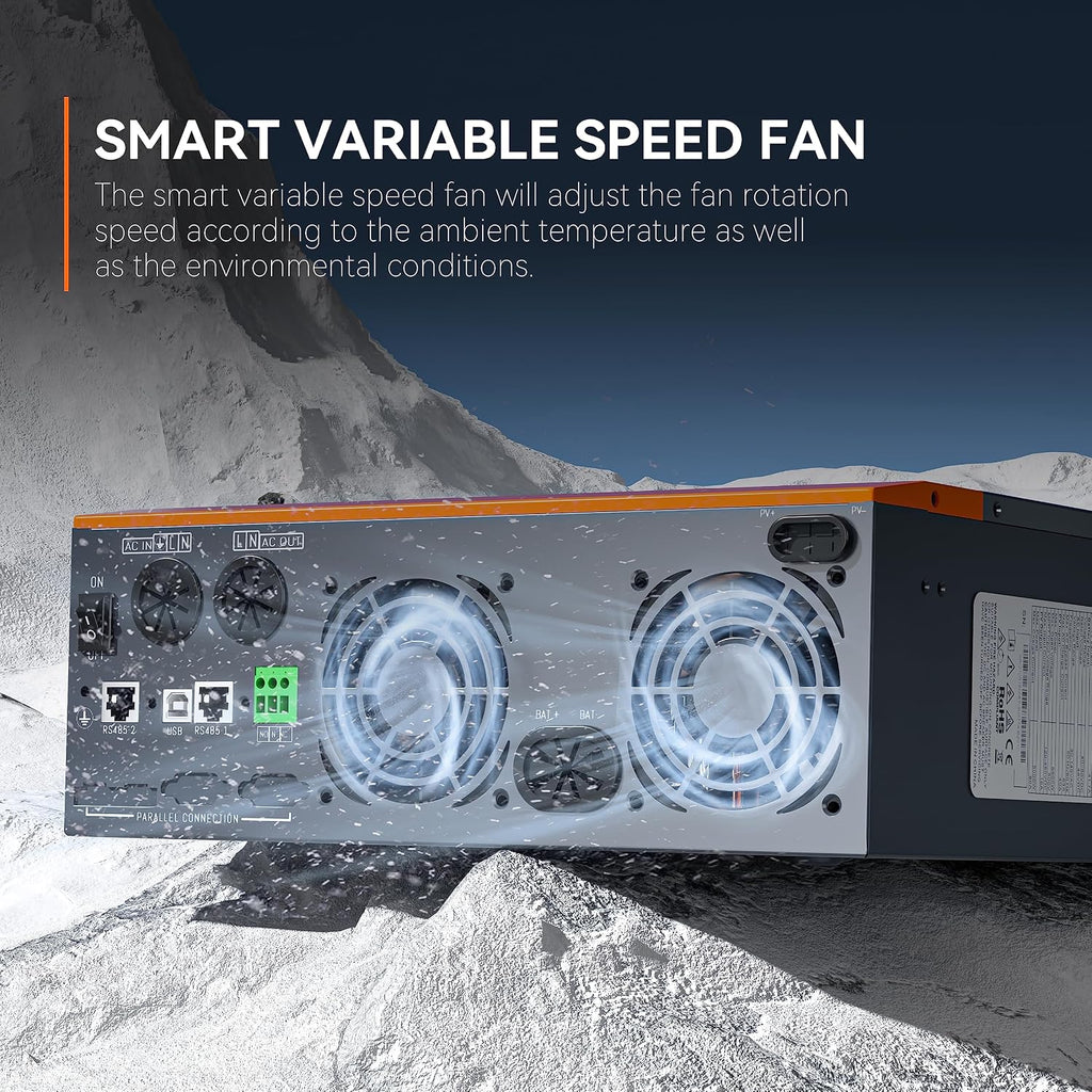 PowMr Solar Inverter 3200W 24VDC to 110VAC, 3.2KW Pure Sine Wave Inverter Bulit-in 60A MPPT Controller and with 40A AC Charger, Max.PV Input 1600W 108V, fit for Lead-Acid and Lithium Battery