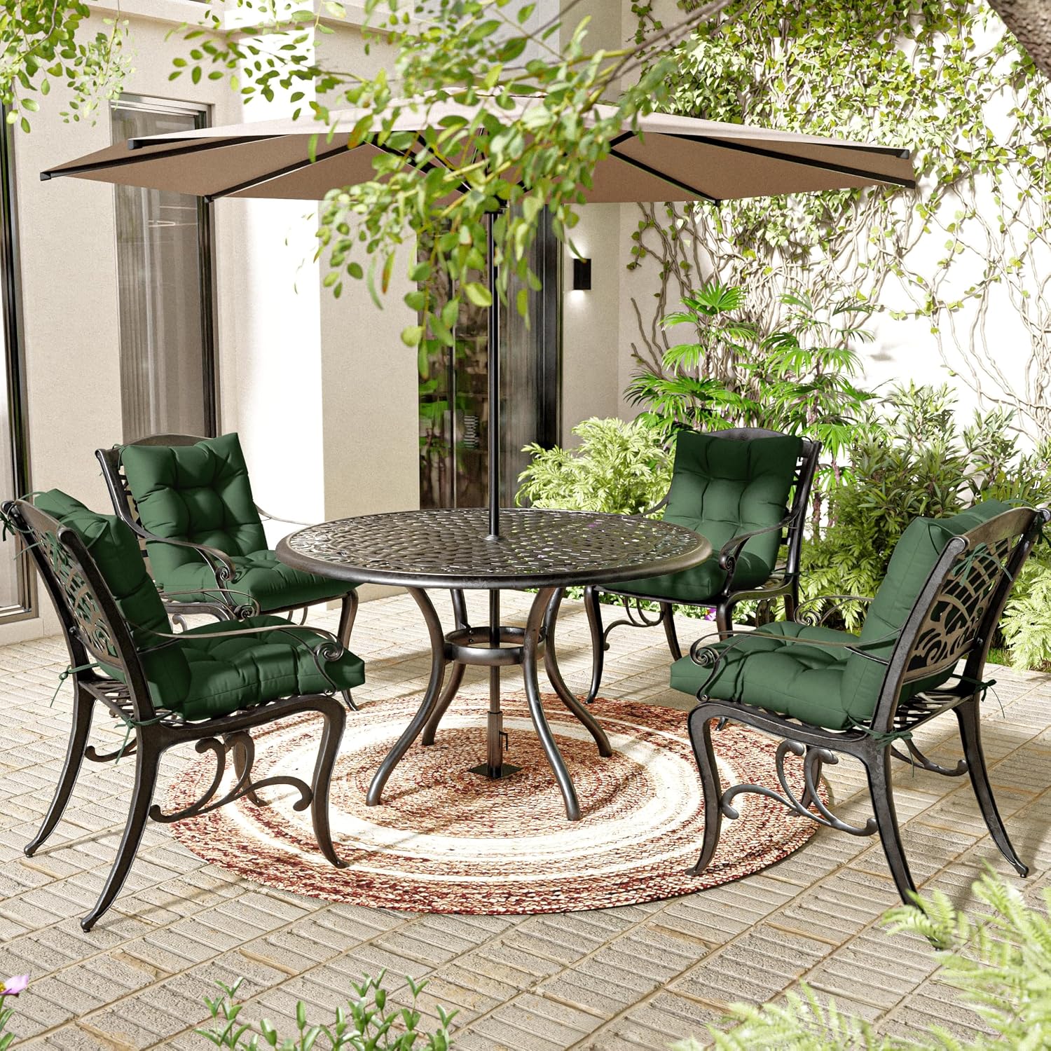 Patio Seat&Back Chair Cushions for Outdoor Furniture，Comfortable Cushions for Rocking/Dining/Lawn Chair-Set of 2