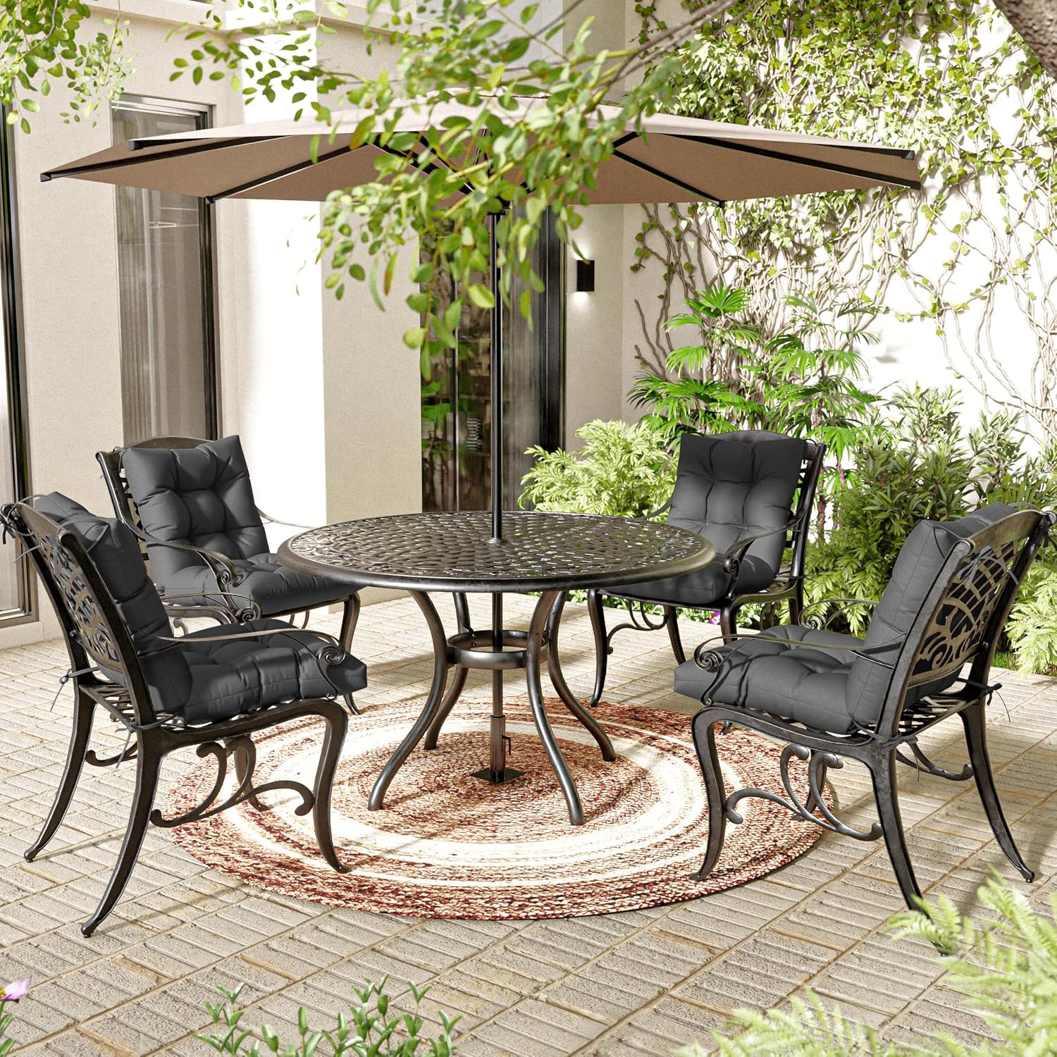 Patio Seat&Back Chair Cushions for Outdoor Furniture，Comfortable Cushions for Rocking/Dining/Lawn Chair-Set of 4