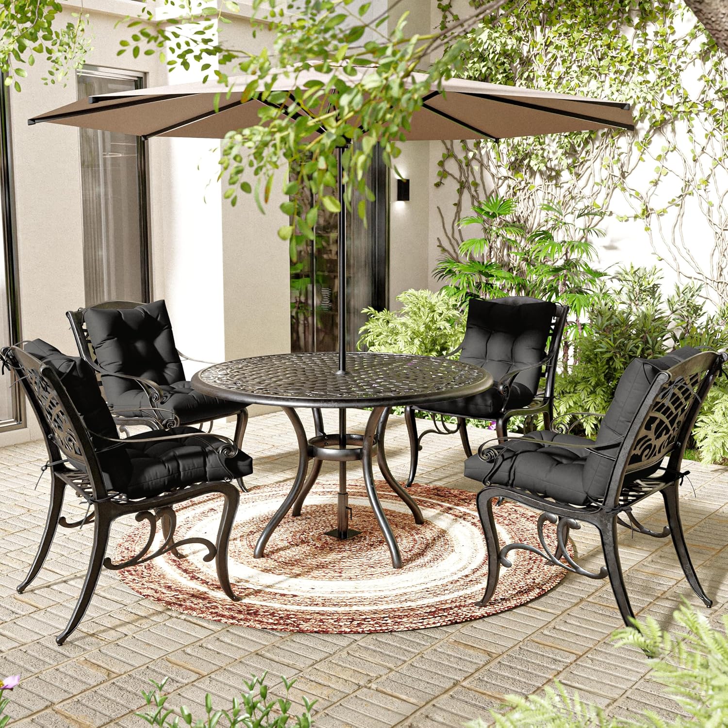Patio Seat&Back Chair Cushions for Outdoor Furniture，Comfortable Cushions for Rocking/Dining/Lawn Chair-Set of 2