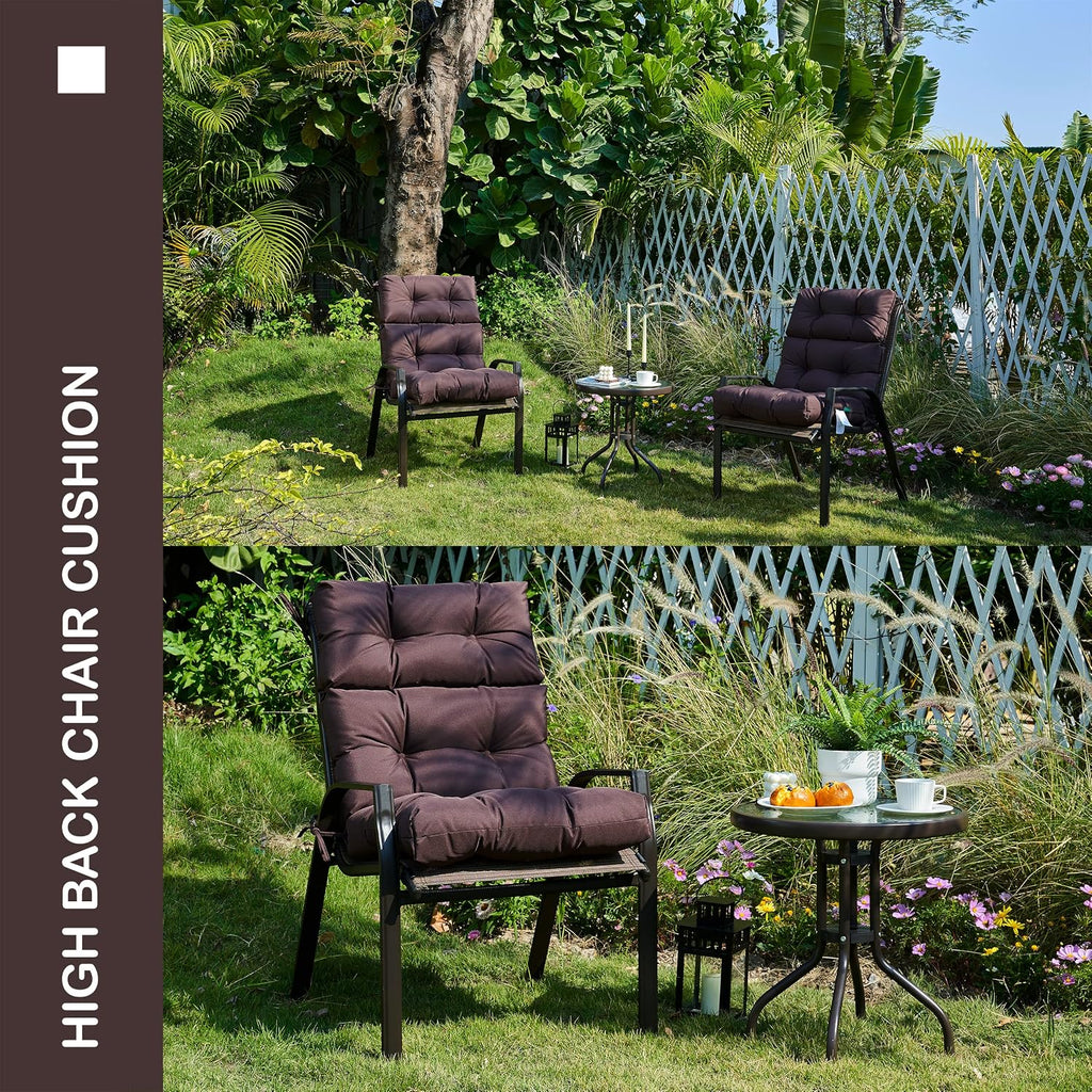 Outdoor Indoor High Back Chair Cushions Set of 4,Waterproof All-Weather Patio Adirondack Rocking Chair Cushions,Seat Back Chair Cushion for Outdoor Furniture with Ties,45x22 Inch, Coffee