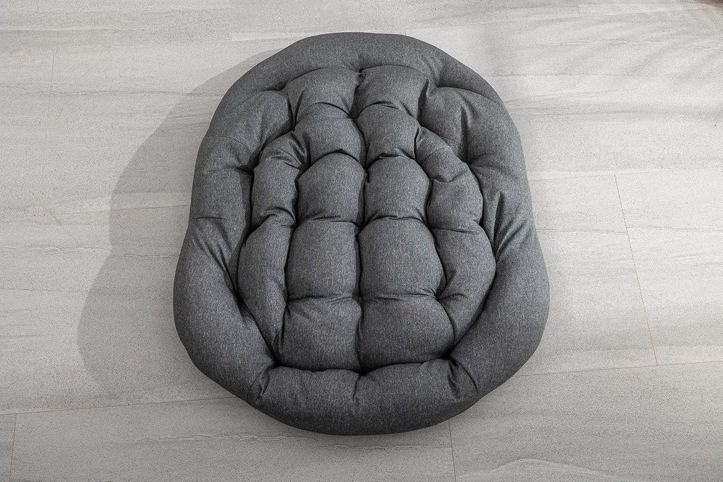 Ball & Cast Outdoor Patio Rocking Chair,Oversized Papasan Egg Chair with E-Coated,Padded Cushion,Recliner Chair for Indoor, Front Porch, Garden, Patio, Backyard,Grey