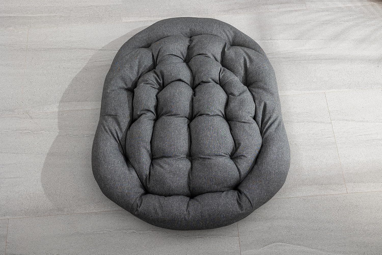 Ball & Cast Outdoor Patio Rocking Chair,Oversized Papasan Egg Chair with E-Coated,Padded Cushion,Recliner Chair for Indoor, Front Porch, Garden, Patio, Backyard,Grey
