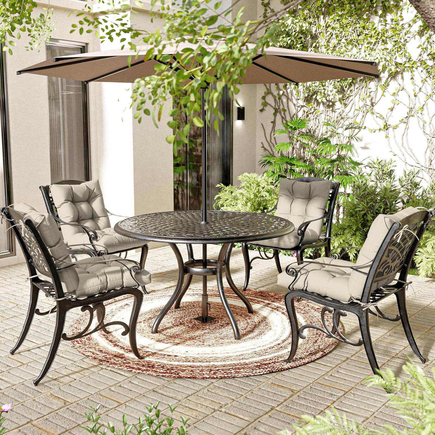 Patio Seat&Back Chair Cushions for Outdoor Furniture，Comfortable Cushions for Rocking/Dining/Lawn Chair-Set of 2